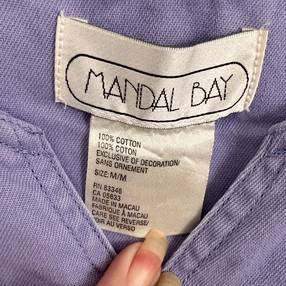 Mandal Bay Maxi Dress Med Purple Beaded Butterfly Cotton Sleeveless V-Neck EUC - Picture 3 of 7